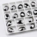 Ovale puntvormige kristallen strass-steentjes met zilveren bodem voor nail art en DIY sieraden. - 13x18 mm 10 stks / 23 Gunmetal zwart (mineraalgrijs)