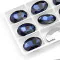 Ovale kristalglas strass steentjes met puntige onderkant voor DIY nail art en sieraden. - 13x18 mm 10 stks / 45 Inktblauw