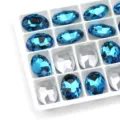 Ovale kristalglas strass-steentjes met zilveren achterkant, blauwe en zilveren variant voor nailart. - 13x18 mm 10 stks / 05 Meerblauw