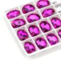 Ovale kristallen glazen strass-steentjes in felroze voor DIY nail art en sieraden accessoires. - 18x25 mm 5 stks / Rozerood
