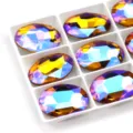 Ovale kristallen strasssteentjes met verzilverde achtergrond, perfect voor nail art en sieraden maken. - 13x18 mm 10 stks / Goudgeel AB