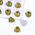 Fat triangle flatback rhinestone glass sewing buttons for DIY clothing garment accessories. - 18 Crystal Yellow (Coffee)
