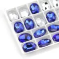 Ovale puntbodem kristallen strass steentjes verzilverd voor nail art DIY sieraden maken - 13x18 mm 10 stks / Donkerblauw