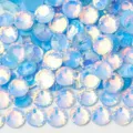 Light blue flatback iridescent glass rhinestones for nail art and phone case DIY crafts. - ss6 (1.9-2.0mm) 1440 Pieces / Luminous Blue Opal