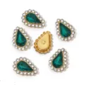 Green teardrop acrylic rhinestones claw drill DIY hair accessories clothing decor variant - Inner Rhinestones 6x10mm, 100 Pcs/Pack / Dark Green