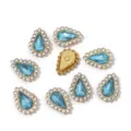 DIY teardrop acrylic rhinestone claw drill metal base jewelry accessories for clothing craft - Inner Rhinestones 6x10mm, 100 Pcs/Pack / Lake Blue
