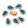 Teal Teardrop Acrylic Claw Rhinestones DIY Apparel Accessories Set for Jewelry Making - Inner Rhinestones 6x10mm, 100 Pcs/Pack / Peacock Blue
