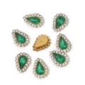 Teardrop green rhinestone buttons DIY clothing accessories sparkling crystals gold base - Inner Rhinestones 6x10mm, 100 Pcs/Pack / Malachite Green