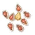 Acrylic Teardrop Rhinestone Claw Buttons Peach Pink DIY Craft Hair Accessory Parts - Inner Rhinestones 6x10mm, 100 Pcs/Pack / Water Red