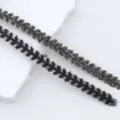 Garniture strass thermocollant DIY vêtements sac ruban cristal décoratif accessoires - Ceinture en Strass Feuille / 40x1cm / Noir