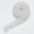 Sparkling crystal rhinestone ribbon detail view, self-adhesive diamond trim for craft DIY. - 01 Off-White AB