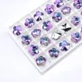 Strass à coudre en verre prune violet perles de cristal pour décoration de vêtements de bricolage - 14mm 28 Pièces/Paquet / Violet