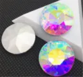 Runde Kristall-Strasssteine für DIY-Haarschmuck, glänzende AB-Farbe und silberne Rückseite. - 27mm 9 Stk./Packung / Weiß AB