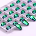 Green crystal glass sew-on rhinestones for clothing bag DIY decoration accessories. - Green Flame