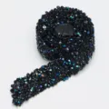 Detailed view of black resin rhinestone trim, sparkling crystal diamond ribbon for DIY crafts. - 10 Black AB