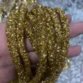 Tubo di strass in resina da 6mm corda cava dorata brillante per accessorio artigianale DIY - Giallo Dorato