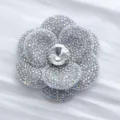 Sparkling rhinestone camellia shoe flower accessory, perfect crystal design for your DIY crafts. - 6.5cm / White