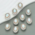 Cuentas ovaladas pavimentadas de pedrería ópalo accesorios hechos a mano para joyería DIY - 24mm*18mm / 01 Circonita ópalo