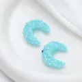 Light blue crescent rhinestone DIY craft accessory for stylish bag chain and handmade jewelry charm. - Large Moon 3.8*4.8*1.3cm / Lake Blue