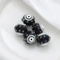 DIY Black Rhinestone Flower Beads Large Hole Charms for Bracelet Beaded Pen Accessories - 22mm / Black