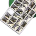 Boutons strass en verre rectangulaires, cristaux à deux trous pour coudre vêtements. - 8x10mm 48 Pièces/Paquet / Café