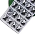 Strass en verre rectangulaires à deux trous pour coudre accessoires de vêtements DIY - 8x10mm 48 Pièces/Paquet / Noir Arme