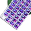 Boutons cristal verre rectangulaires double trou AB couleur à coudre accessoires vêtements - 8x10mm 48 Pièces/Paquet / 26 Violet AB