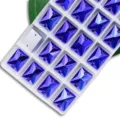 Boutons strass rectangulaires en verre bleu avec deux trous pour vêtements et accessoires. - 8x10mm 48 Pièces/Paquet / 30 Bleu Roi AB
