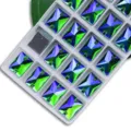 Strass en verre rectangulaire à coudre couleur AB dos plat pour accessoires de vêtements et couture. - 8x10mm 48 Pièces/Paquet / 31 Vert Herbe AB