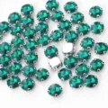 Round green claw rhinestones crystal glass gems for DIY craft sewing apparel accessories - 6孔绿