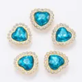 Boutons à coudre en strass cristal en forme de cœur, accessoires DIY acrylique bleu détail. - Bleu Lac