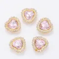 Accessoires DIY en strass coeur rose avec bordure en cristal pour la creation de bijoux. - Rose Clair