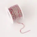 Rollo de cadena de diamantes de imitación rosa, cadena de garras de cristal para manualidades DIY. - Mezcla de estrás rosa claro con base a juego