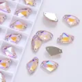 Bijlvormige AB kleur dubbel gat glas opspeld strass steentjes voor kleding en tassen. - Champagne AB