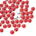 Red acrylic round rhinestones with 4 holes silver claw settings for DIY sewing crafts. - 8 Light Bright Red