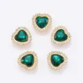 Strass cristal cœur vert bord doré accessoires couture DIY pour décoration de vêtements - Vert Paon