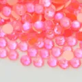 Fluorescent pink flatback rhinestones close up detail for phone case nail art DIY crafts - Fluorescent Orange Red AB