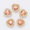 Détail d'accessoires DIY en strass cœur avec cristaux roses et pierres transparentes doubles couches. - Base Argent Interne 10MM Externe 16MM / Rouge Eau