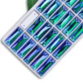 Rectangular AB color glass sew-on stones dual hole flatback crystal rhinestones variant style - 7x21mm 24 Pcs/Pack / Peacock Green AB