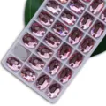 Rosa zum Aufnähen ovale Kristall Strasssteine Flachrücken doppelte Löcher Glas DIY Zubehör - 7x10 mm 72 Stk./Packung / Nr. 14 Rosa
