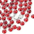 Red round acrylic claw rhinestones crystal gems with silver metal settings for DIY crafts sewing - 12 Medium Red