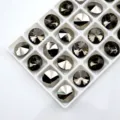 Round pointed back crystal rhinestones, silver foiled glass UFO gems for jewelry making and craft. - Gun Black