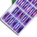 Colorful AB glass crystal sew-on rhinestones with dual holes for DIY crafts detail - 7x21mm 24 Pcs/Pack / 26 Violet AB