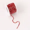 Red rhinestone claw chain spool for DIY handmade crafts and clothing accessories. - SS6 2mm 10 Yards/9m/Roll / Red Mixed Rhinestones with Matching Base