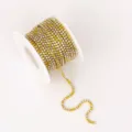 Golden crystal rhinestone claw chain spool for DIY handmade crafts and garments accessories. - SS6 2mm 10 Yards/9m/Roll / Mixed Yellow Rhinestones with Matching Base