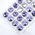 Purple and silver round pointed bottom glass rhinestones for jewelry DIY making. - Crystal Purple