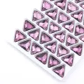 Triangle sew-on rhinestones, purple flatback crystal gems for DIY clothing crafts. - 16mm, 30 Pcs/Pack / Medium Purple