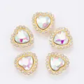 Strass en forme de coeur acrylique cristal perles a coudre DIY accessoires bijoux - Base Argent Interne 10MM Externe 16MM / Couleur AB