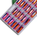 Flatback double-hole crystal rhinestones with vibrant AB color finish for DIY sewing. - 34 Orange Red AB