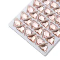 High quality light pink triangle sew on rhinestones flatback crystals for DIY clothing accessories - 16mm, 30 Pcs/Pack / Water Red (Champagne)